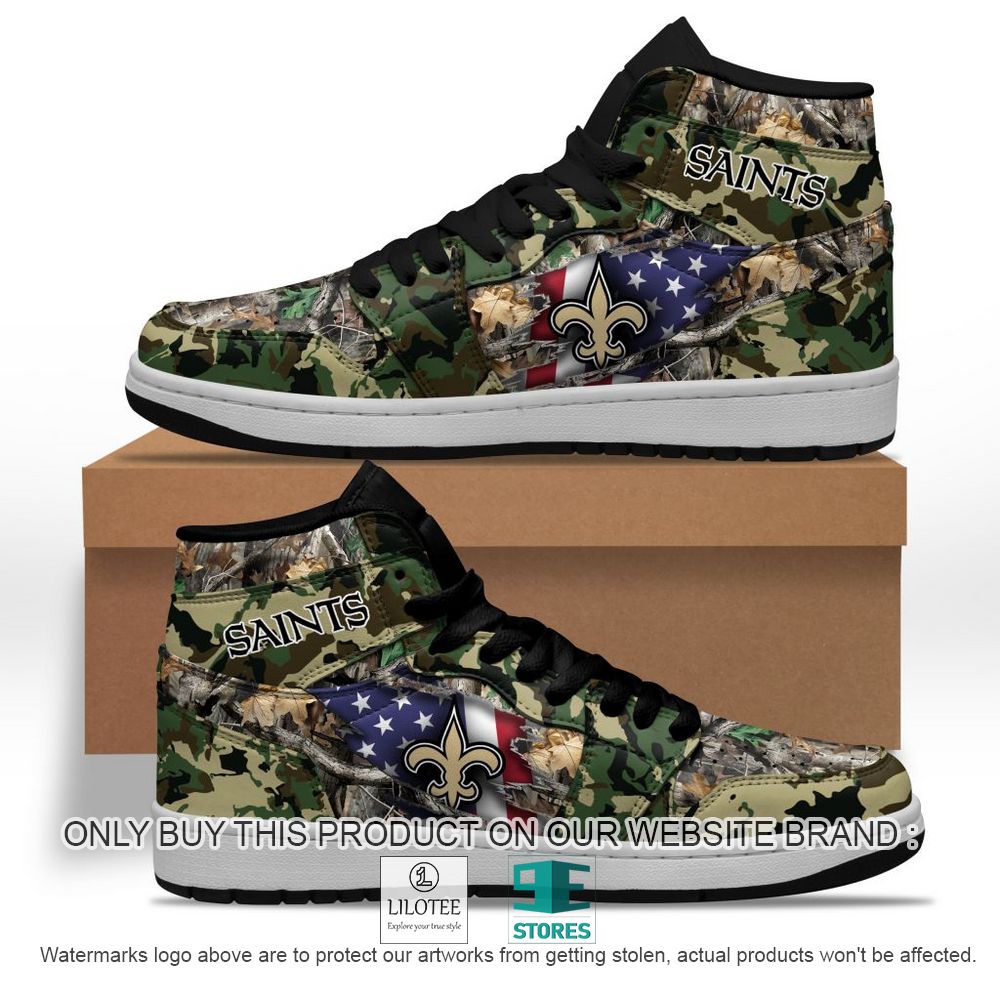 NFL New Orleans Saints Camo Realtree Hunting Air Jordan High Top Shoes - LIMITED EDITION 10