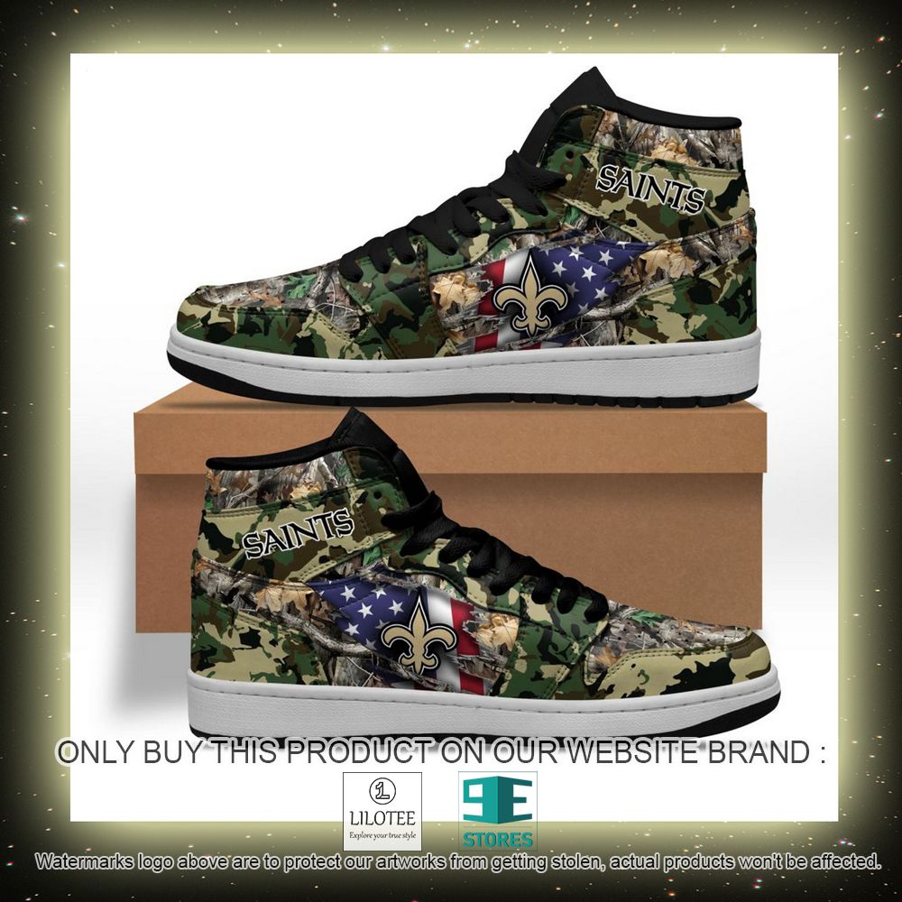 Alternative view of NFL New Orleans Saints Camo Realtree Hunting Air Jordan High Top Shoes - LIMITED EDITION