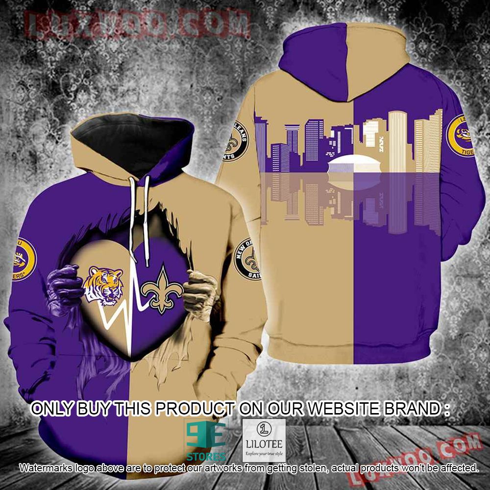 NFL New Orleans Saints Lsu Tigers Football Brown Purple 3D Hoodie - LIMITED EDITION 11