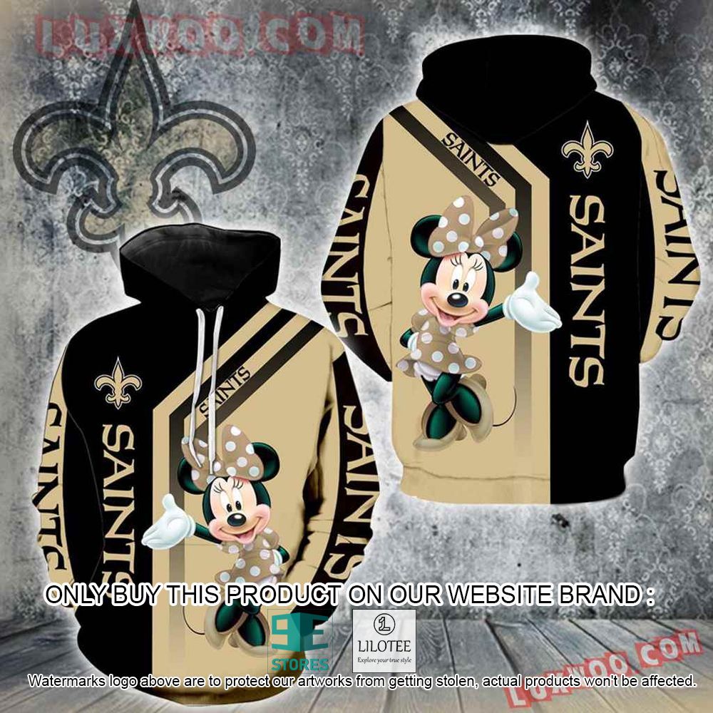 NFL New Orleans Saints Minnie Mouse Black Yellow 3D Hoodie - LIMITED EDITION 11