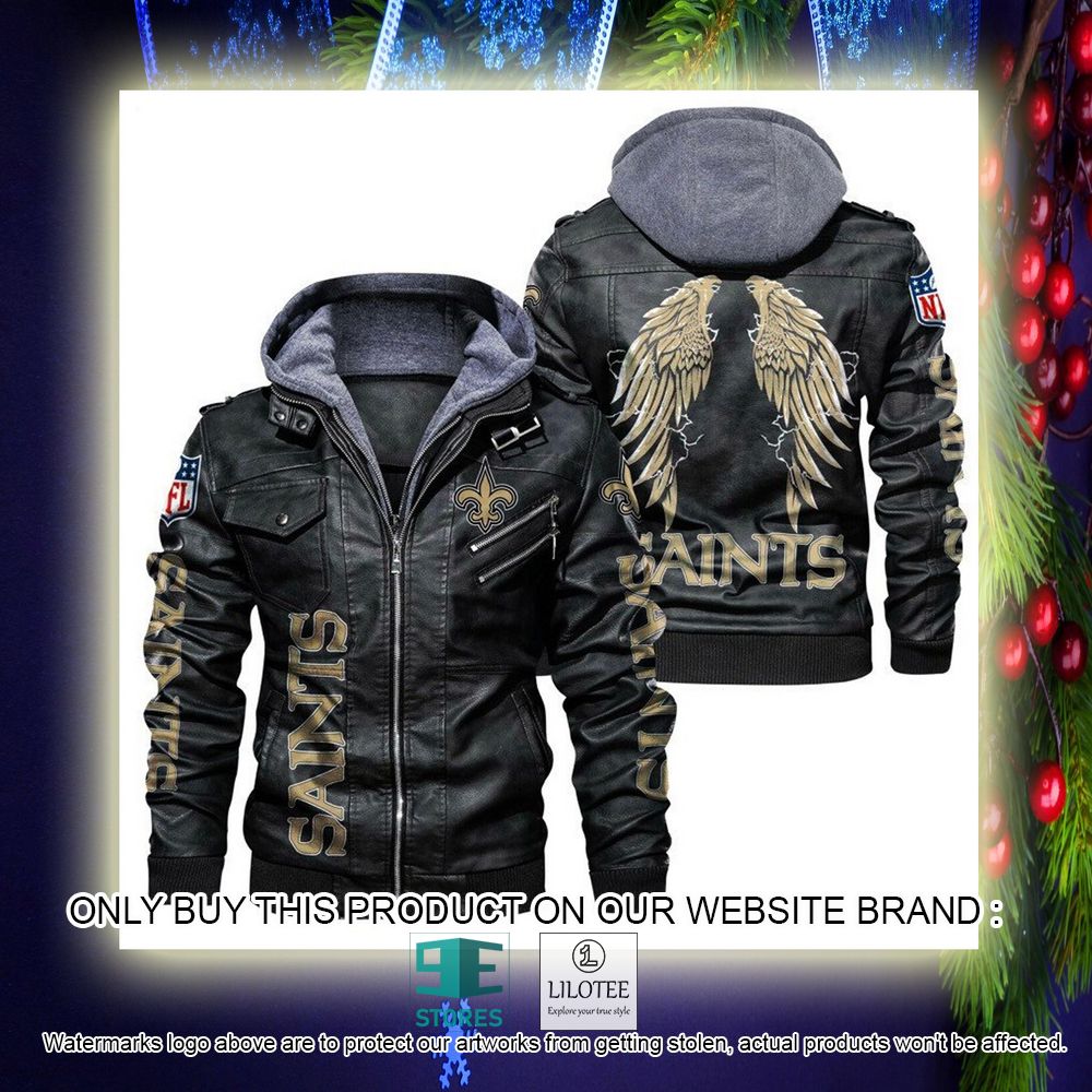 NFL New Orleans Saints Wings Leather Jacket - LIMITED EDITION 3 NFL New Orleans Saints Wings Leather Jacket - LIMITED EDITION - Image 3