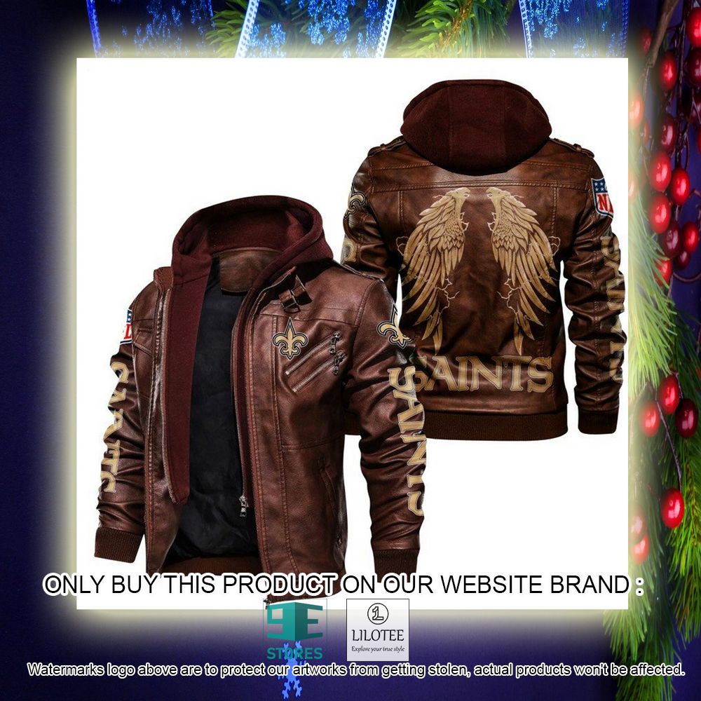 NFL New Orleans Saints Wings Leather Jacket - LIMITED EDITION 4 NFL New Orleans Saints Wings Leather Jacket - LIMITED EDITION - Image 4