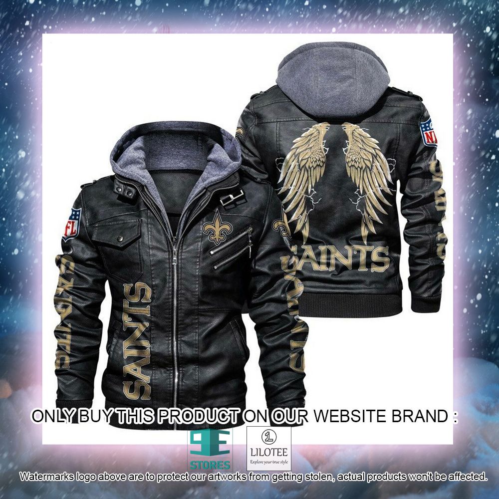 NFL New Orleans Saints Wings Leather Jacket - LIMITED EDITION 5 NFL New Orleans Saints Wings Leather Jacket - LIMITED EDITION - Image 5