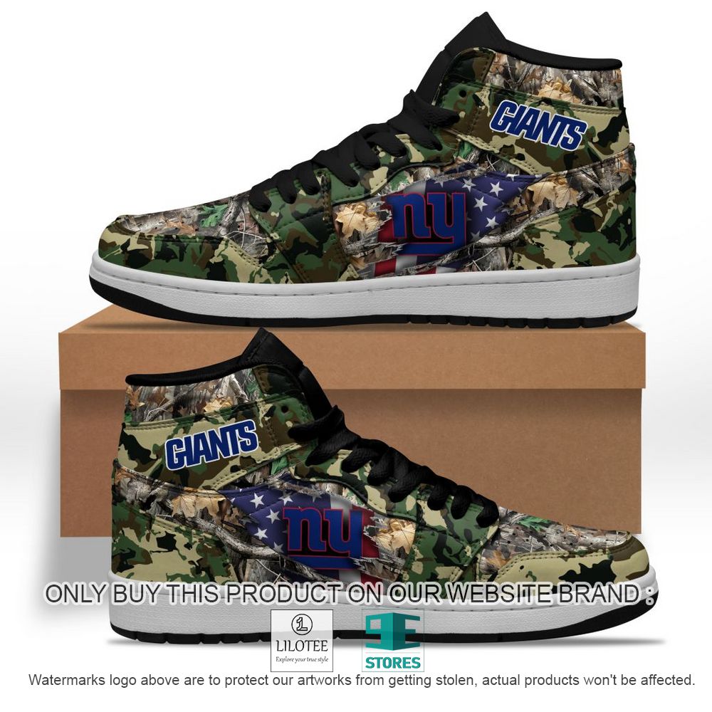 NFL New York Giants Camo Realtree Hunting Air Jordan High Top Shoes - LIMITED EDITION 10