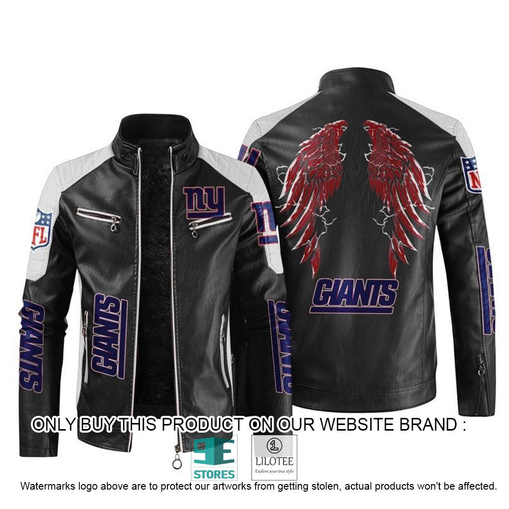 NFL New York Giants Wings Motor Block Leather Jacket - LIMITED EDITION 10
