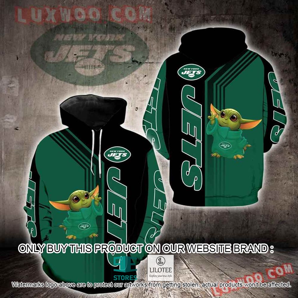 NFL New York Jets Baby Yoda Green Black 3D Hoodie - LIMITED EDITION 11