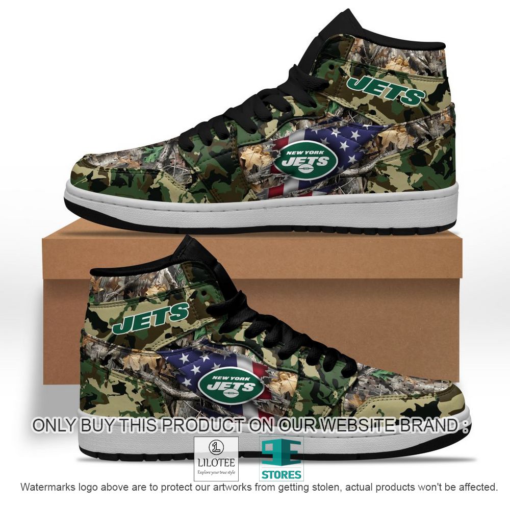 NFL New York Jets Camo Realtree Hunting Air Jordan High Top Shoes - LIMITED EDITION 10