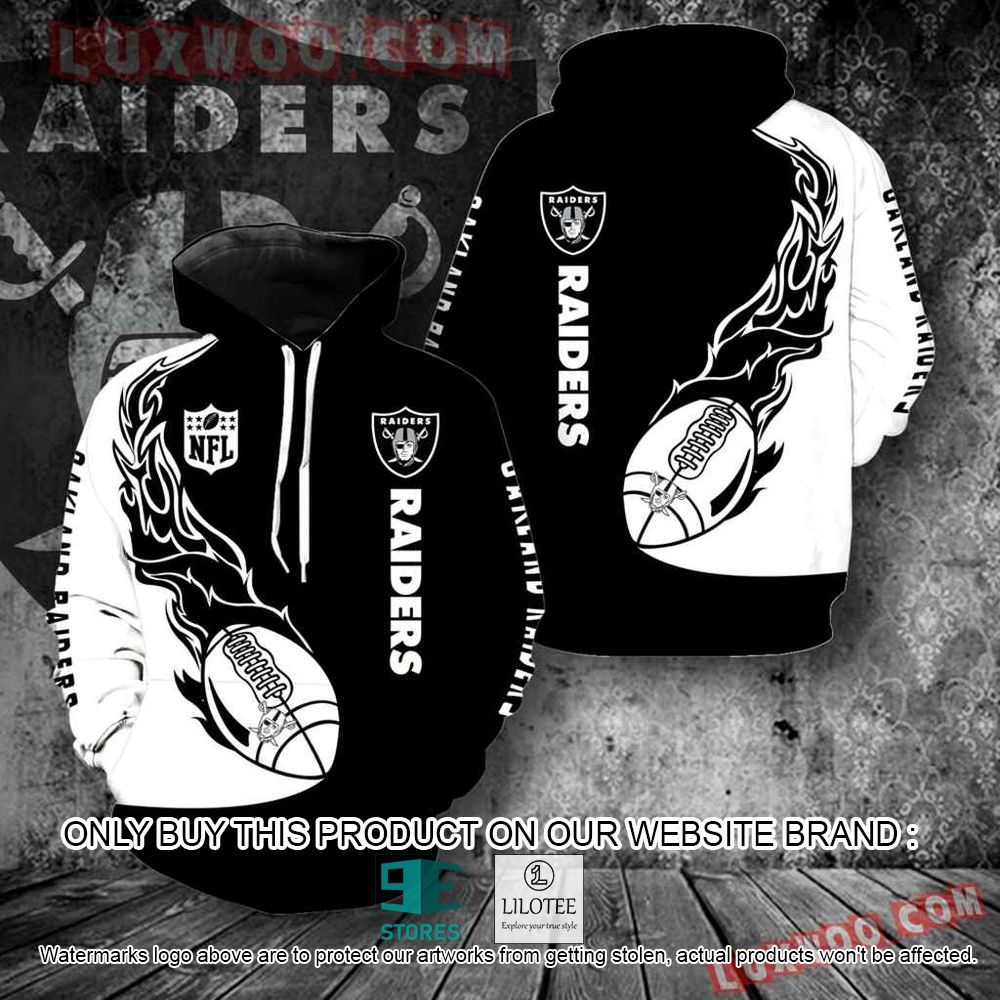 NFL Oakland Raiders Fire Ball Black White 3D Hoodie - LIMITED EDITION 10