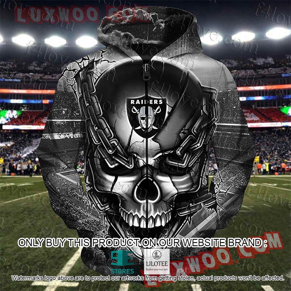 NFL Oakland Raiders Skull Black 3D Hoodie - LIMITED EDITION 10