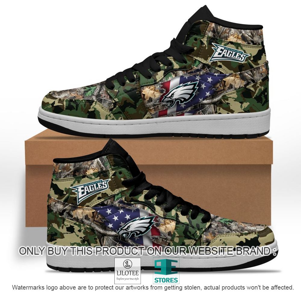 NFL Philadelphia Eagles Camo Realtree Hunting Air Jordan High Top Shoes - LIMITED EDITION 10