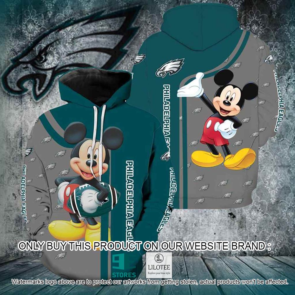 NFL Philadelphia Eagles Mickey Mouse Blue Grey 3D Hoodie - LIMITED EDITION 10