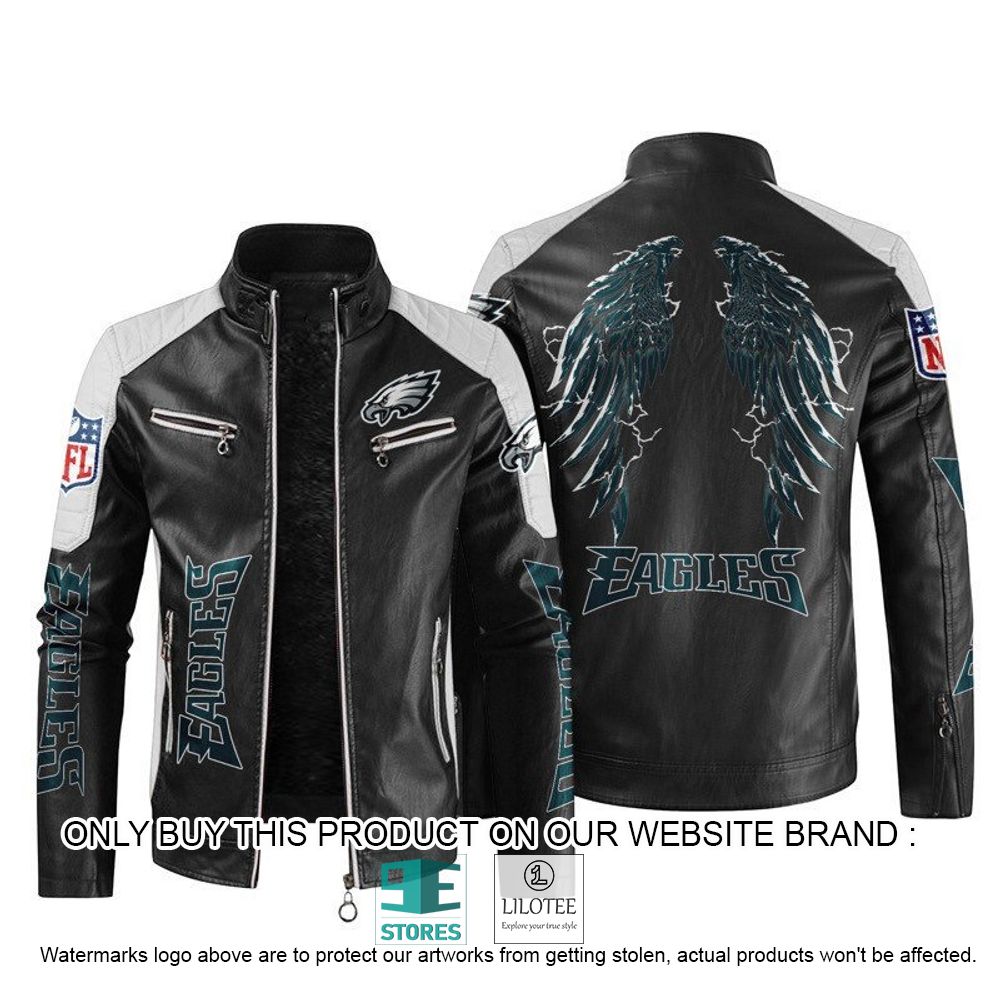 NFL Philadelphia Eagles Wings Motor Block Leather Jacket - LIMITED EDITION 11