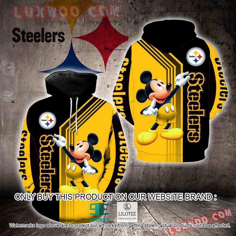 NFL Pittsburgh Steelers Mickey Mouse Black Yellow 3D Hoodie - LIMITED EDITION 11