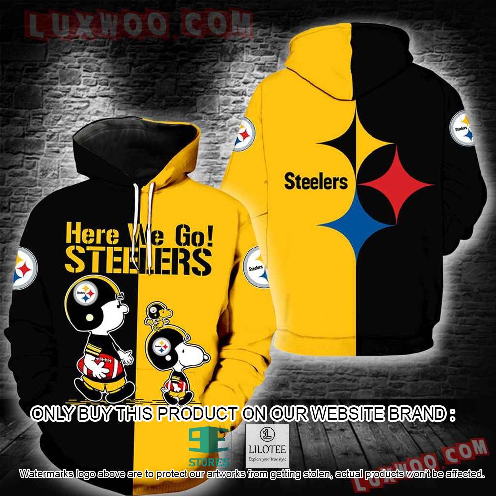 NFL Pittsburgh Steelers Snoopy Here We Go 3D Hoodie - LIMITED EDITION 10