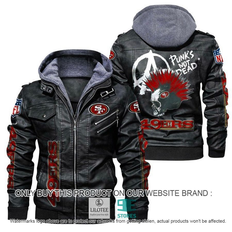 NFL San Francisco 49Ers Punk's Not Dead Skull Leather Jacket - LIMITED EDITION 5