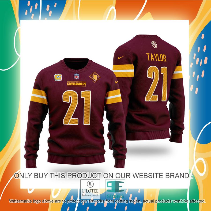 Alternative view of NFL Sean Taylor 21 Washington Commanders dark red Sweater - LIMITED EDITION