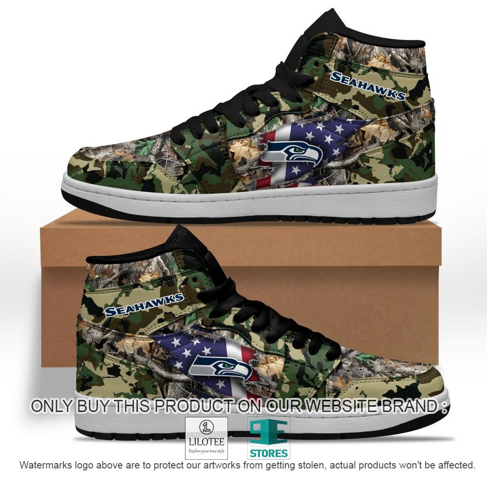 NFL Seattle Seahawks Camo Realtree Hunting Air Jordan High Top Shoes - LIMITED EDITION 10