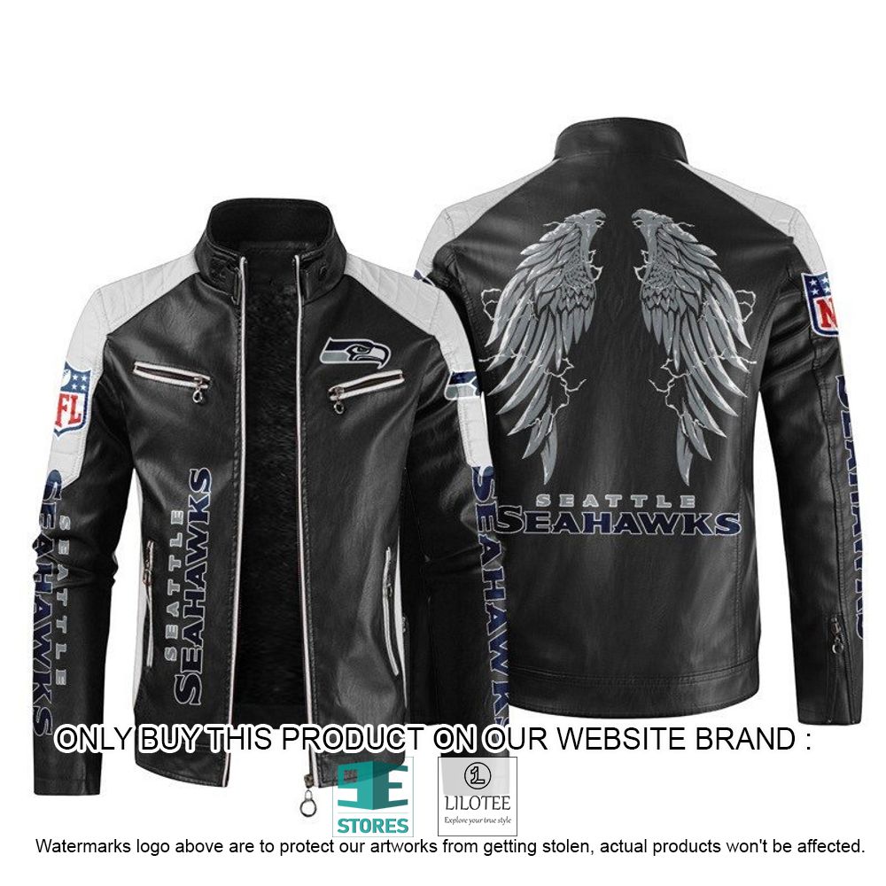 NFL Seattle Seahawks Wings Motor Block Leather Jacket - LIMITED EDITION 11