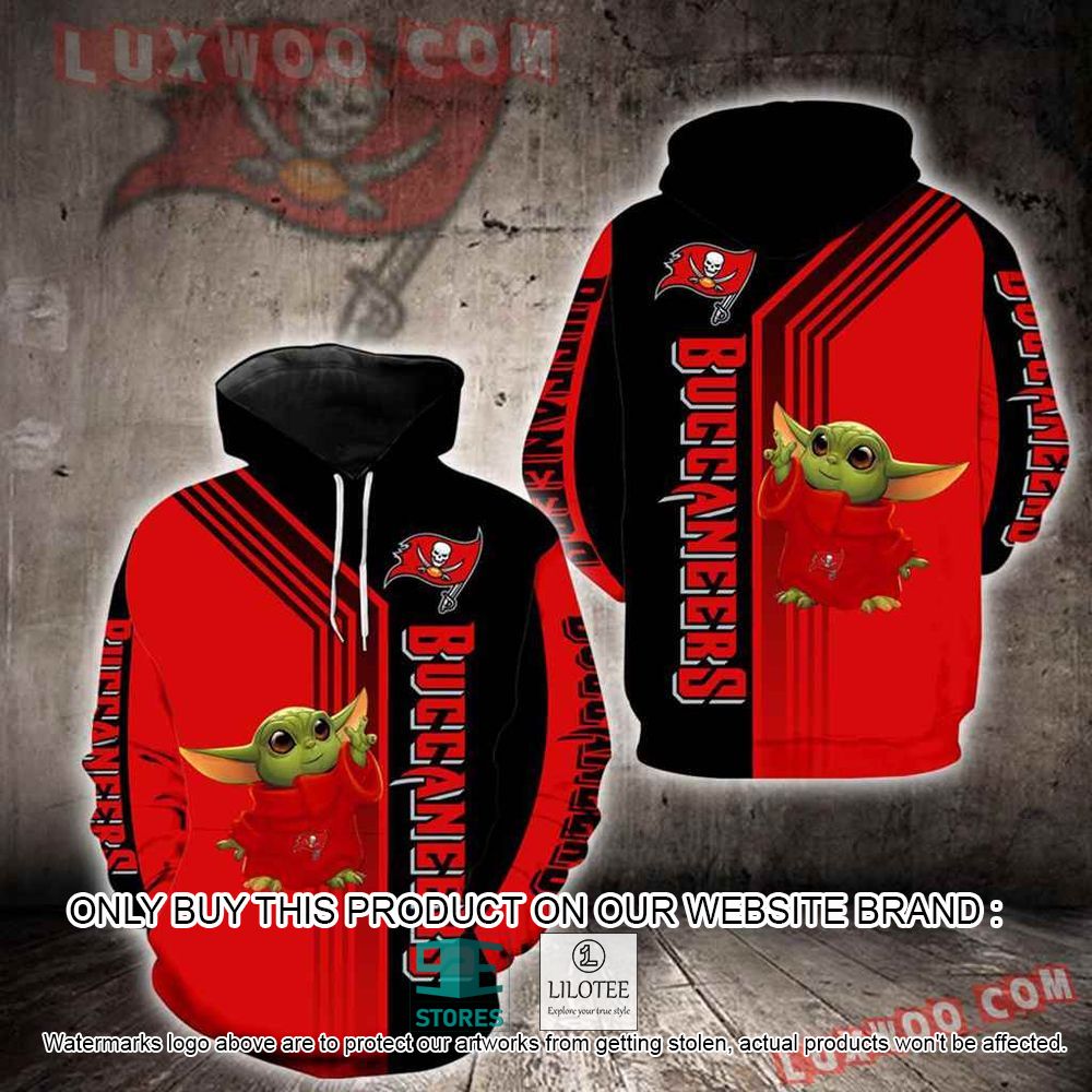 NFL Tampa Bay Buccaneers Baby Yoda Red Black 3D Hoodie - LIMITED EDITION 10