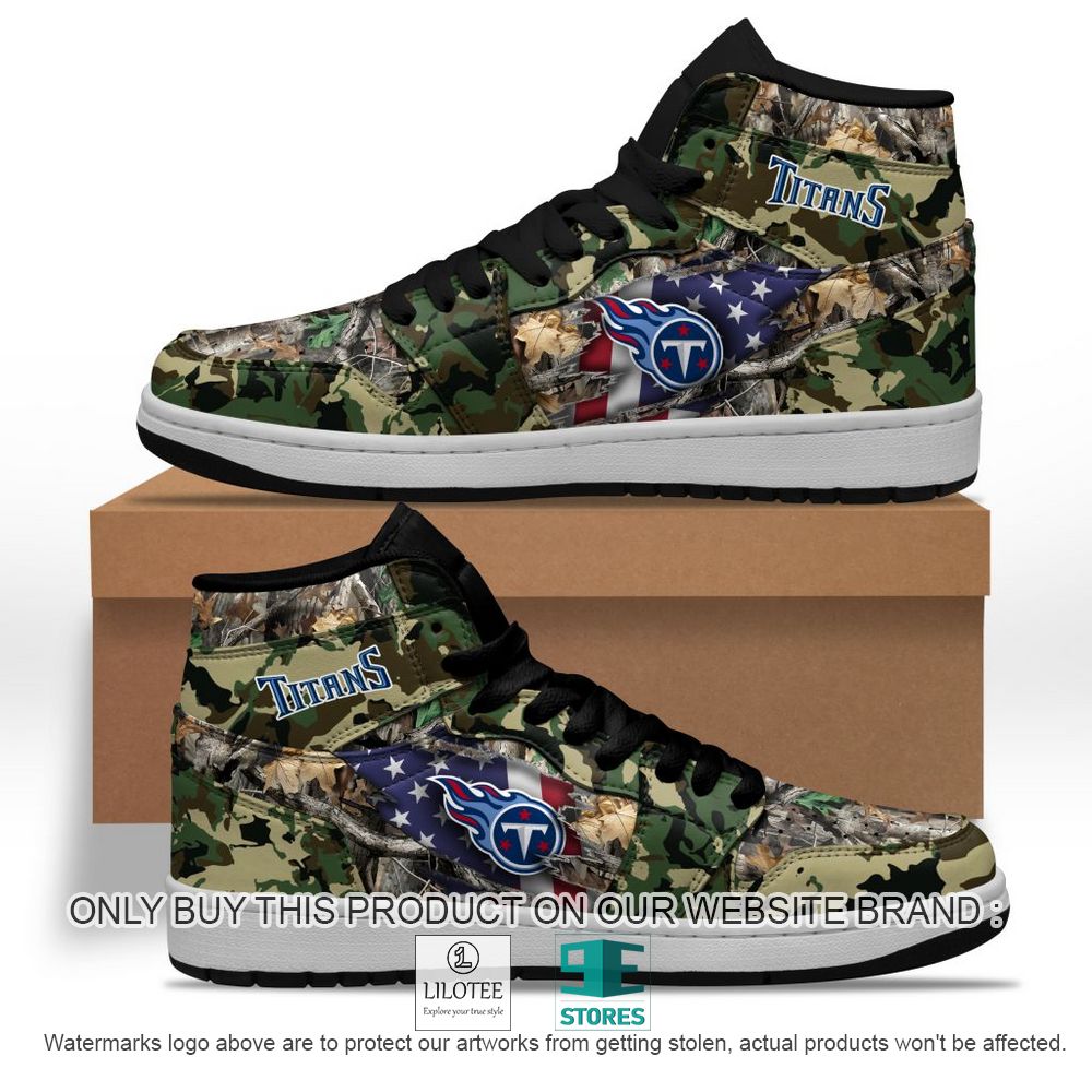 NFL Tennessee Titans Camo Realtree Hunting Air Jordan High Top Shoes - LIMITED EDITION 10
