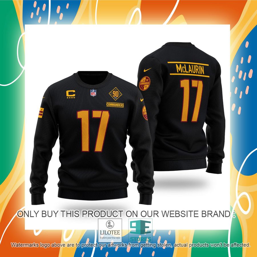 Alternative view of NFL Terry McLaurin 17 Washington Commanders black Sweater - LIMITED EDITION