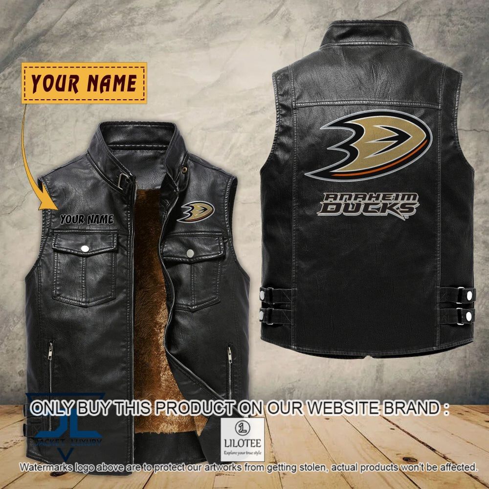 NHL Anaheim Ducks Custom Name Sleeveless Velet Vest Jacket - LIMITED EDITION 7
