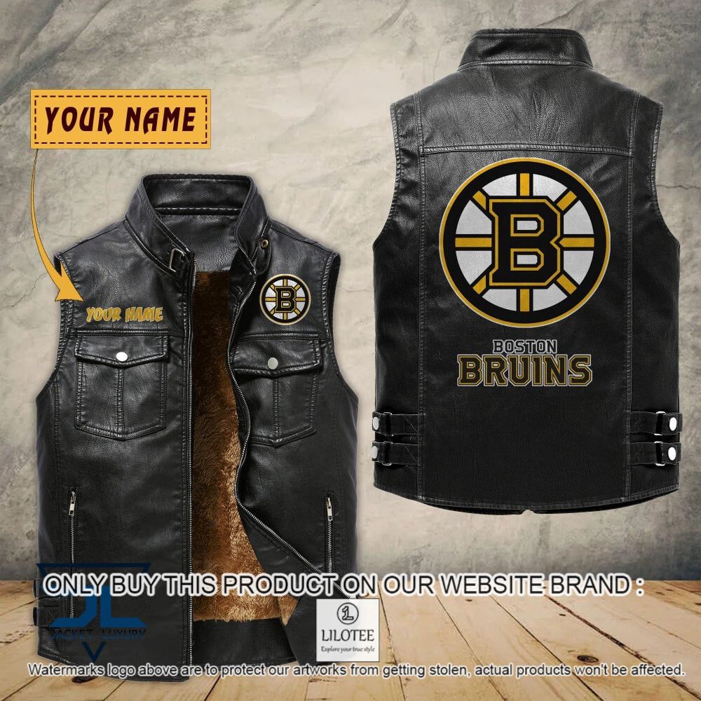 NHL Boston Bruins Custom Name Sleeveless Velet Vest Jacket - LIMITED EDITION 6