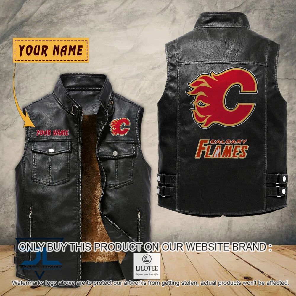 NHL Calgary Flames Custom Name Sleeveless Velet Vest Jacket - LIMITED EDITION 7