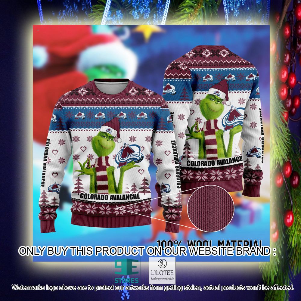 NHL Colorado Avalanche The Grinch Christmas Ugly Sweater - LIMITED EDITION 11