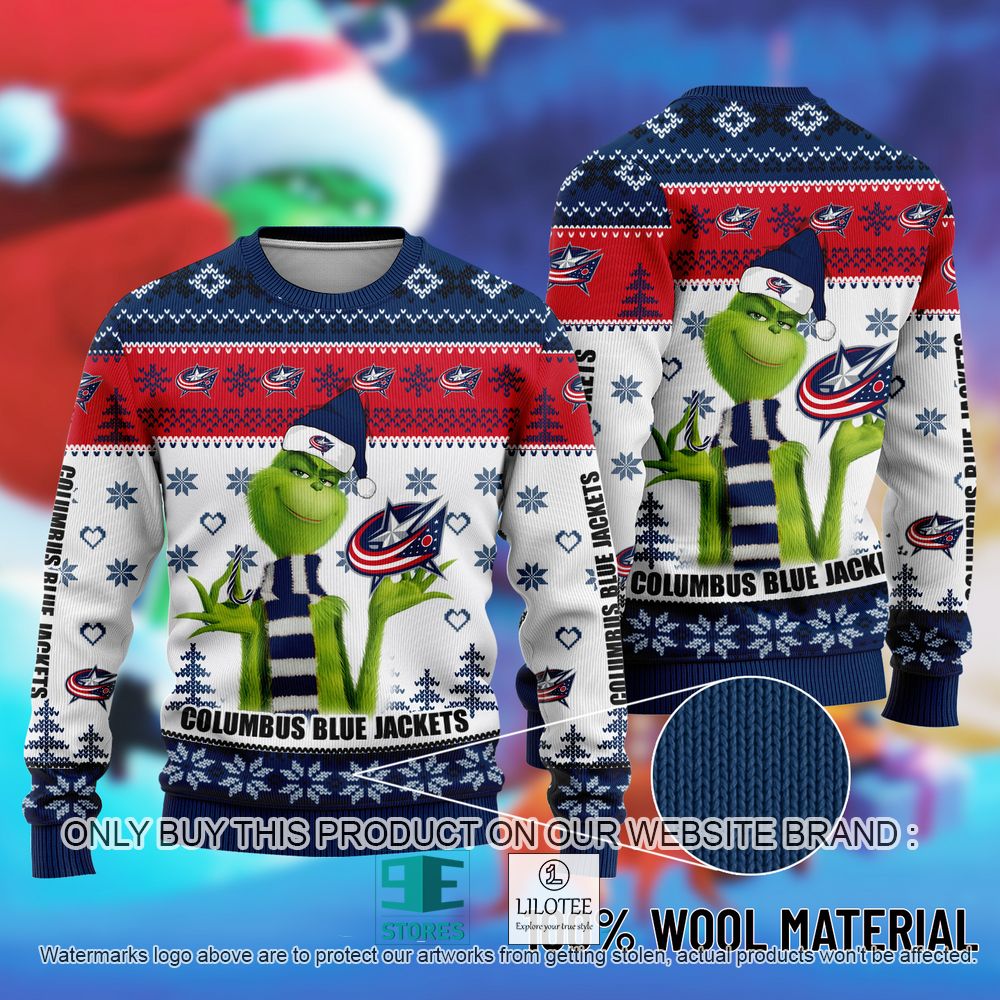 NHL Columbus Blue Jackets The Grinch Christmas Ugly Sweater - LIMITED EDITION 3