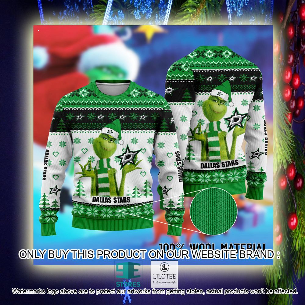 NHL Dallas Stars The Grinch Christmas Ugly Sweater - LIMITED EDITION 5