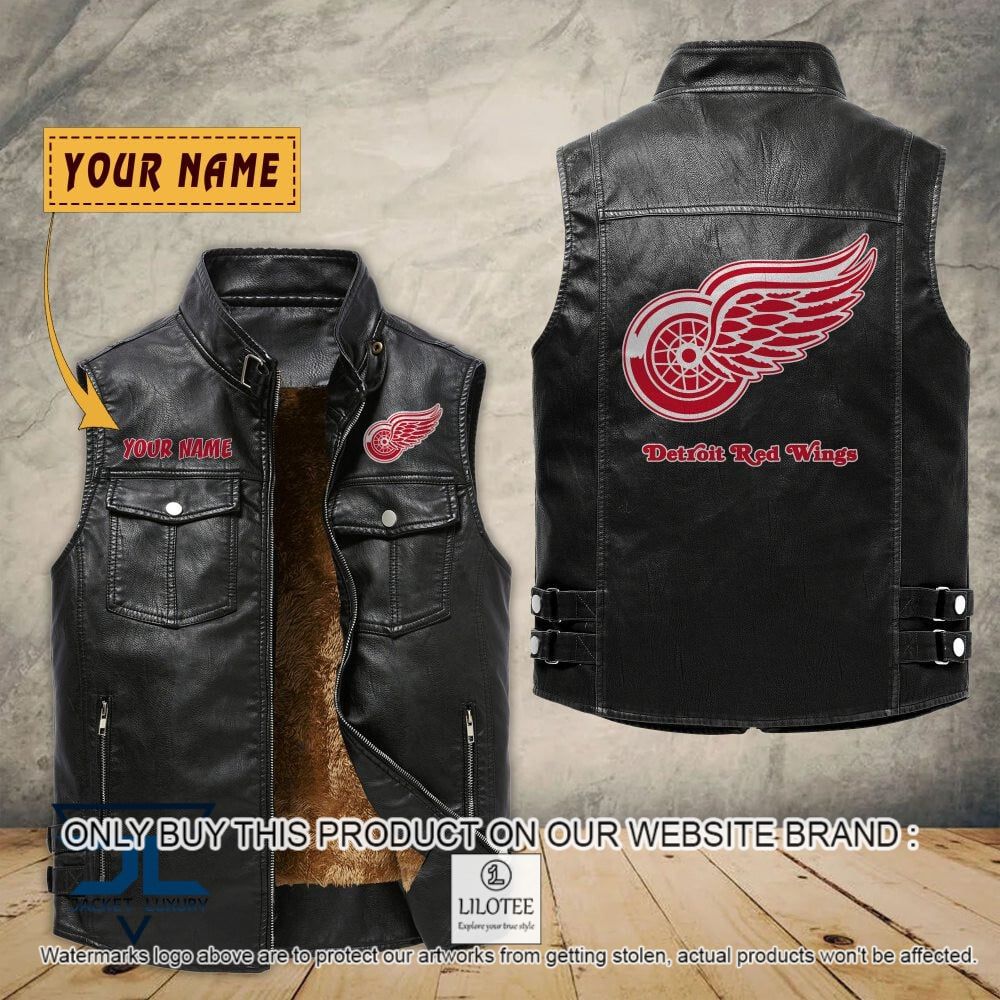 NHL Detroit Red Wings Custom Name Sleeveless Velet Vest Jacket - LIMITED EDITION 6