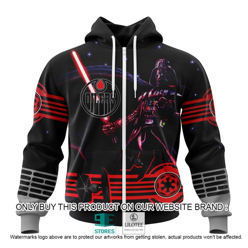 Alternative view of NHL Edmonton Oilers Star Wars Darth Vader Personalized 3D Hoodie, Shirt - LIMITED EDITION