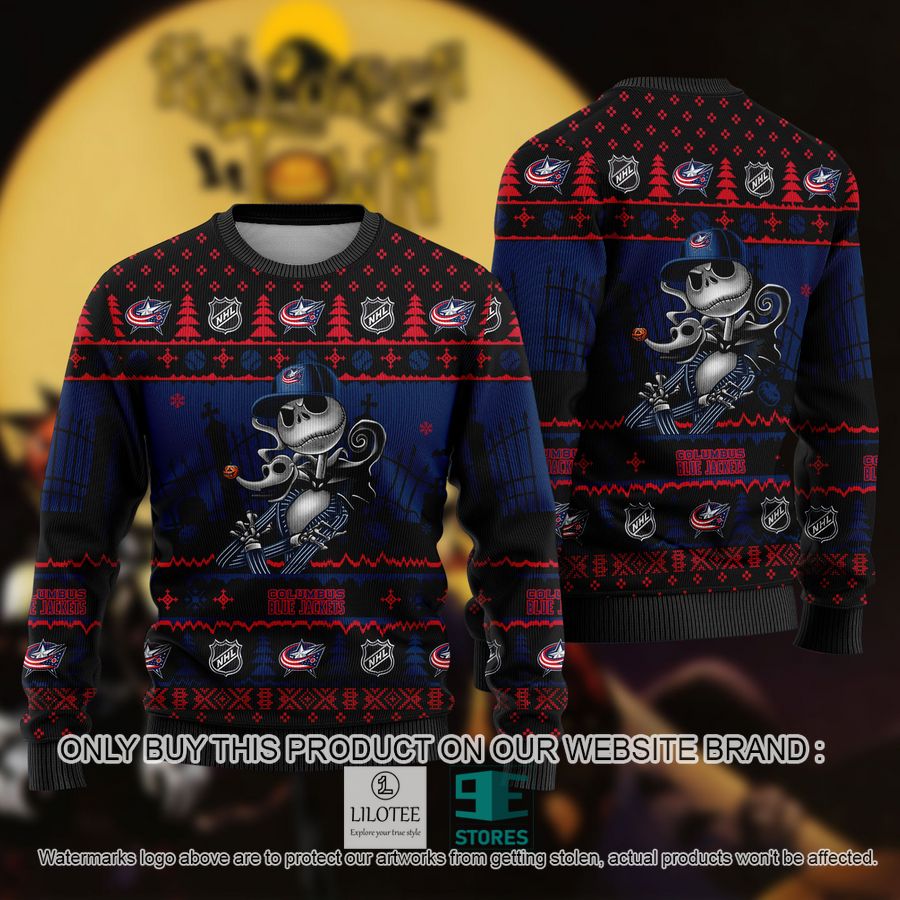 NHL Jack Skellington Columbus Blue Jackets Ugly Christmas Sweater - LIMITED EDITION 9