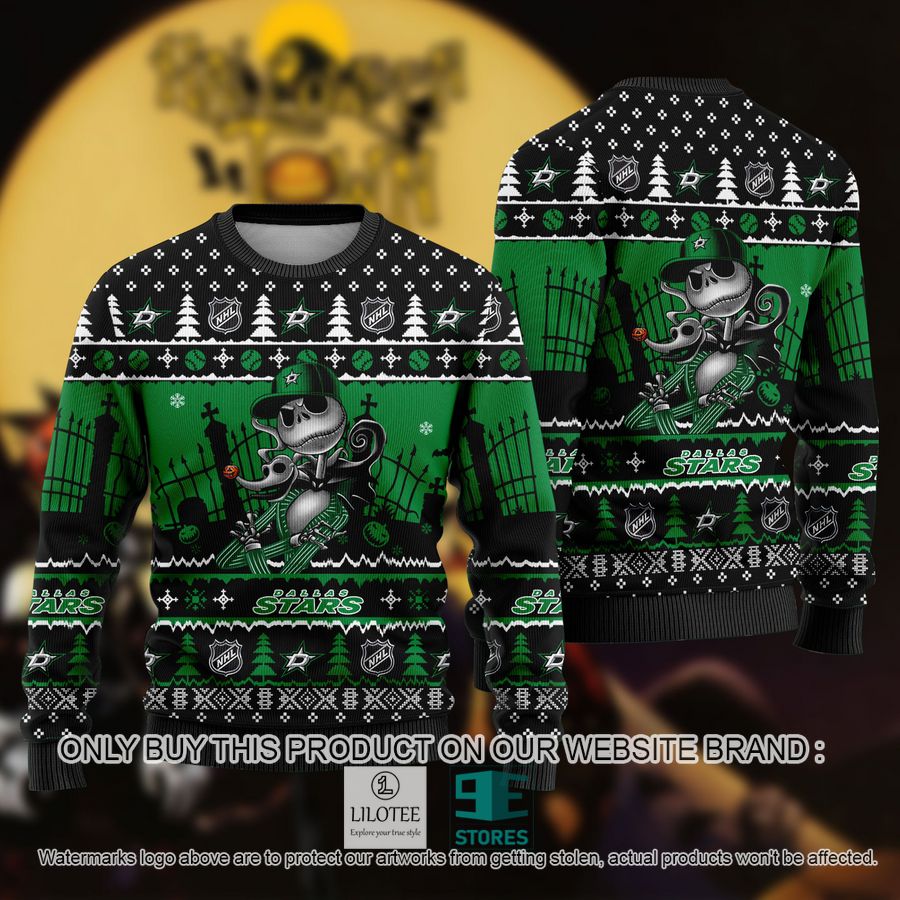 NHL Jack Skellington Dallas Stars Ugly Christmas Sweater - LIMITED EDITION 8