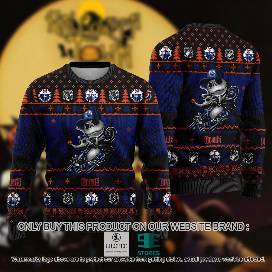 NHL Jack Skellington Edmonton Oilers Ugly Christmas Sweater - LIMITED EDITION 8