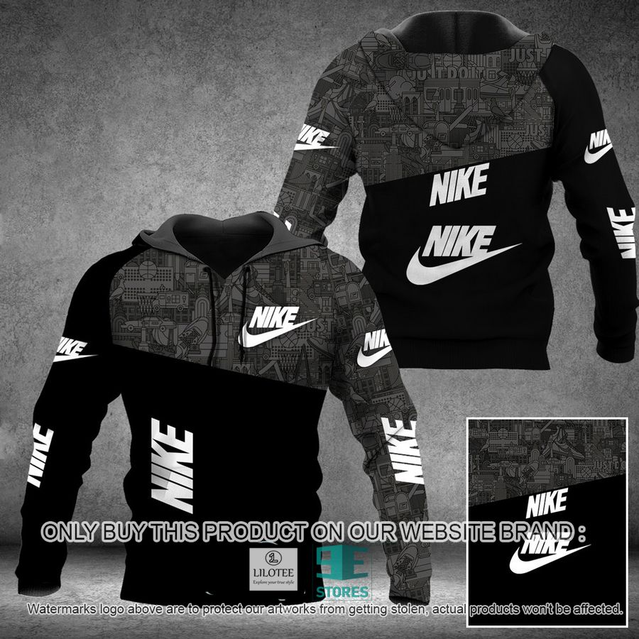 Nike Black and Grey pattern 3D All Over Print Hoodie 8