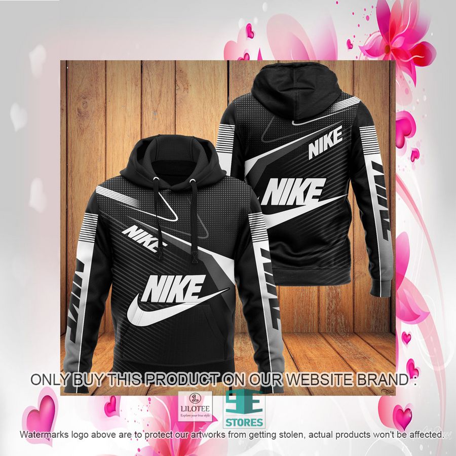 Nike Black grey 3D All Over Print Hoodie 4 Nike Black grey 3D All Over Print Hoodie - Image 4