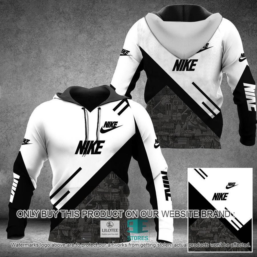 Nike Black Grey White 3D All Over Print Hoodie 8