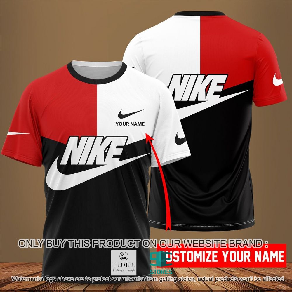 Nike Black Red White Custom Name 3D Shirt - LIMITED EDITION 10