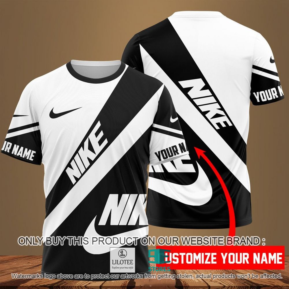 Nike Black White Custom Name 3D Shirt - LIMITED EDITION 11
