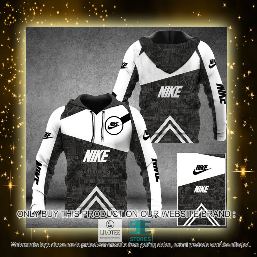 Nike city Just Do It white grey 3D Hoodie - LIMITED EDITION 4 Nike city Just Do It white grey 3D Hoodie - LIMITED EDITION - Image 4