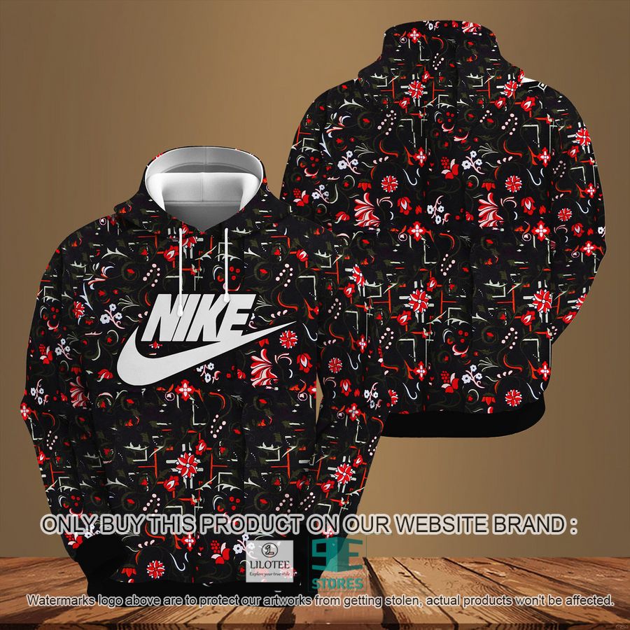 Nike Flower Black 3D All Over Print Hoodie 8