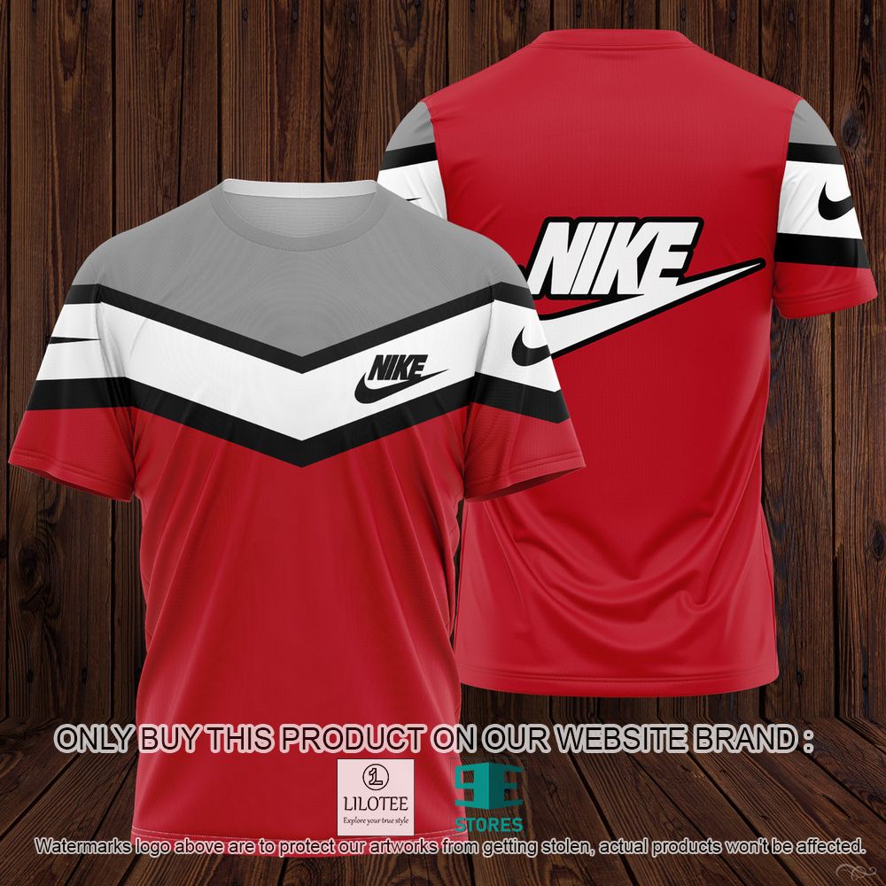 Nike Grey White Red 3D Shirt - LIMITED EDITION 10