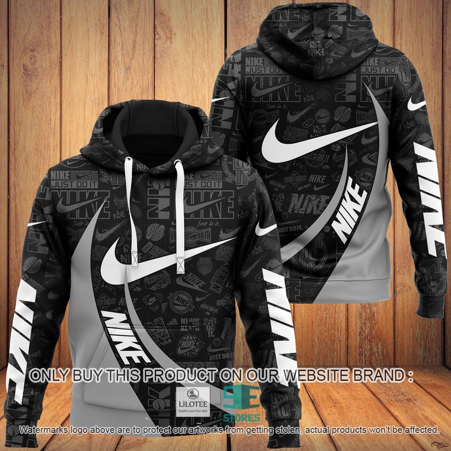 Nike Just Do It Black Grey 3D All Over Print Hoodie 9
