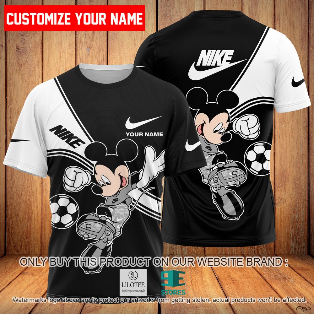 Nike Mickey Mouse Playing Football Custom Name 3D Shirt - LIMITED EDITION 10