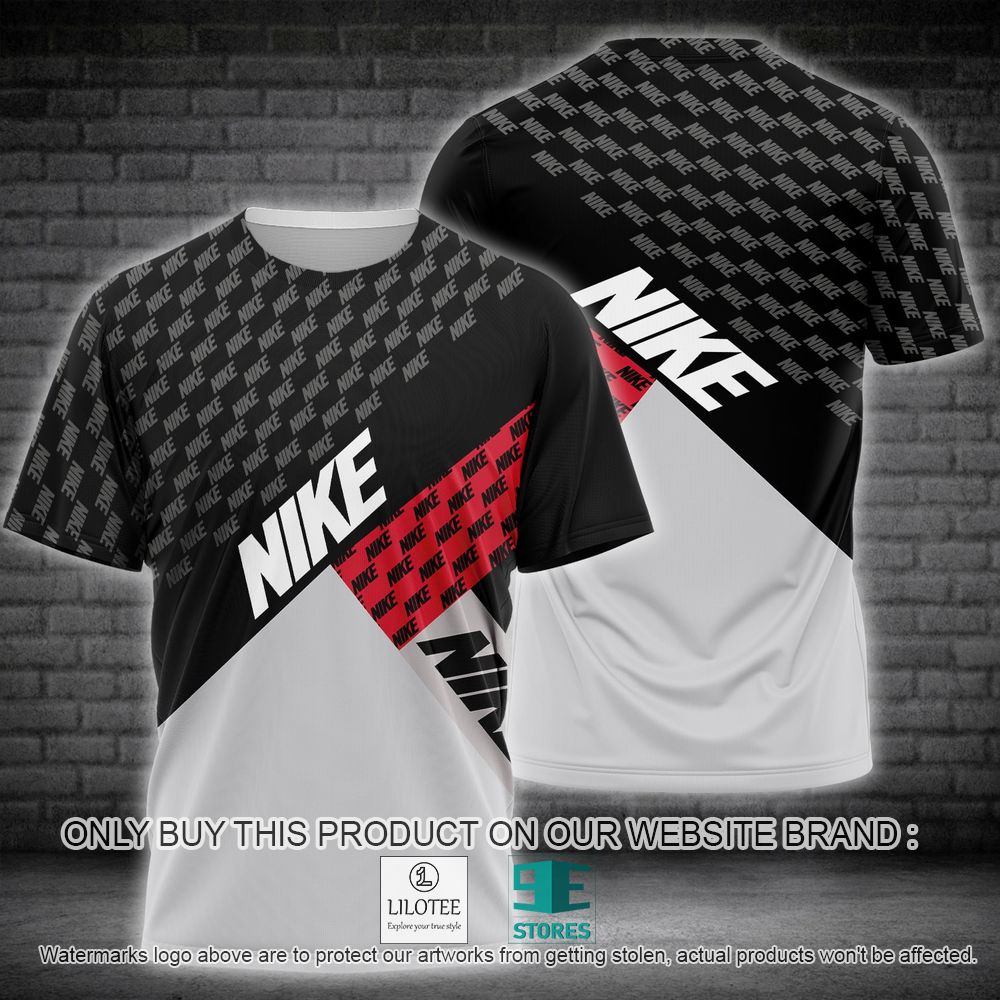 Nike Pattern Logo Black White Red 3D Shirt - LIMITED EDITION 11