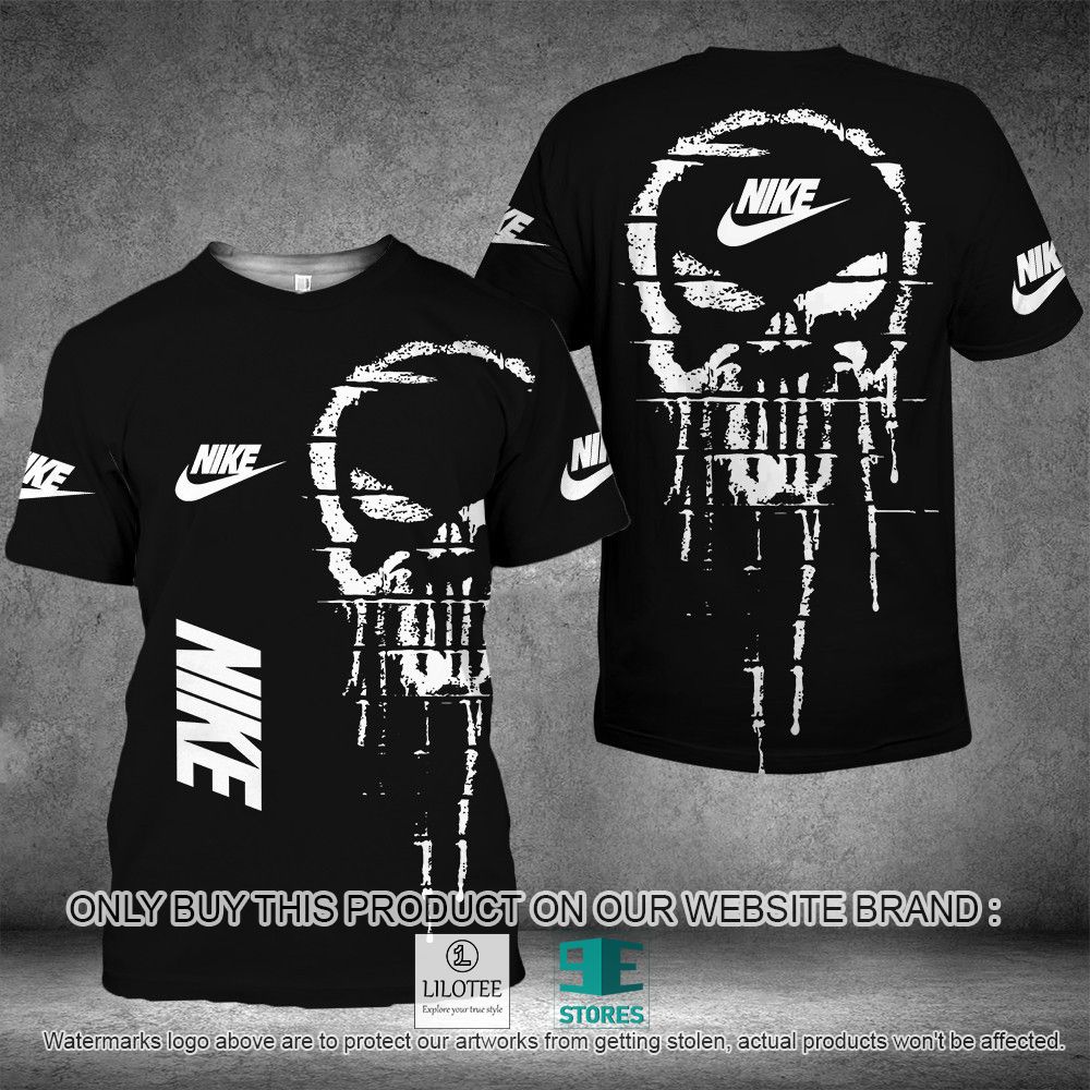 Nike Punisher Skull Black White 3D Shirt - LIMITED EDITION 10