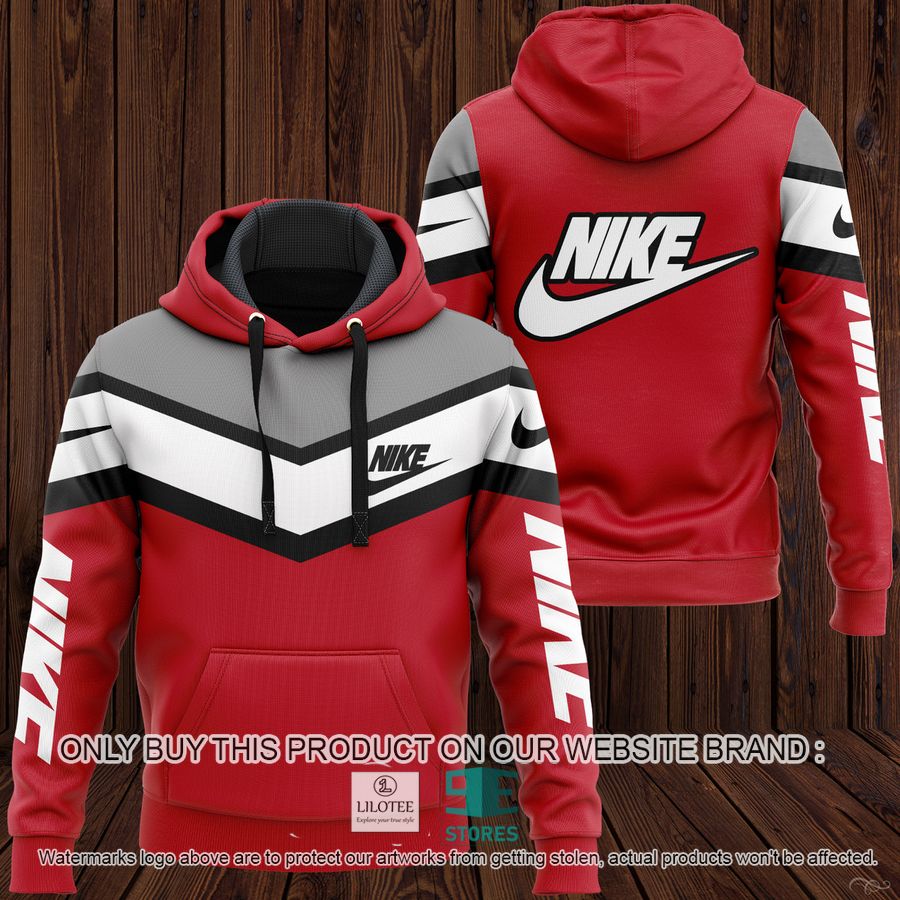 Nike Red Grey 3D All Over Print Hoodie 8