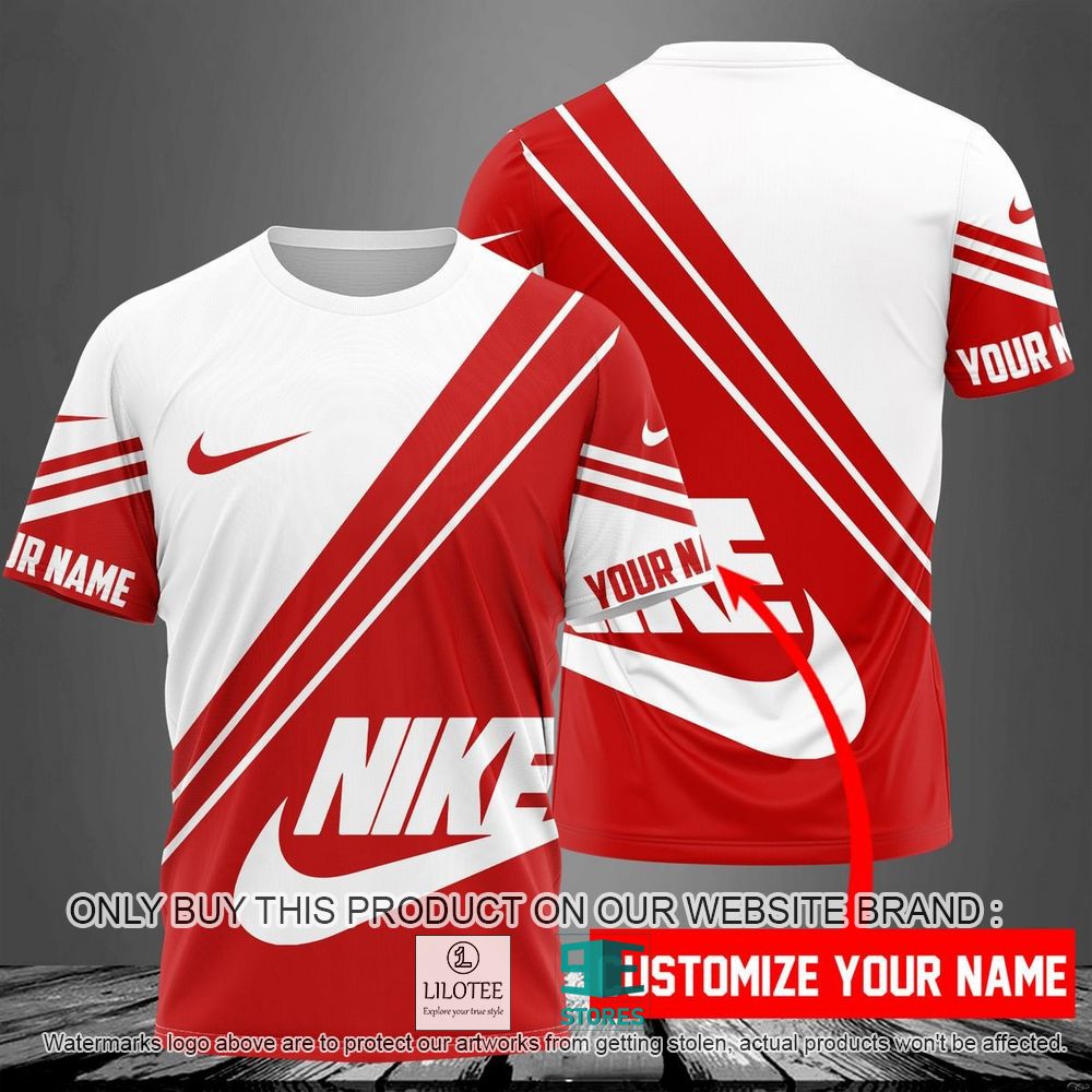 Nike Red White Custom Name 3D Shirt - LIMITED EDITION 11